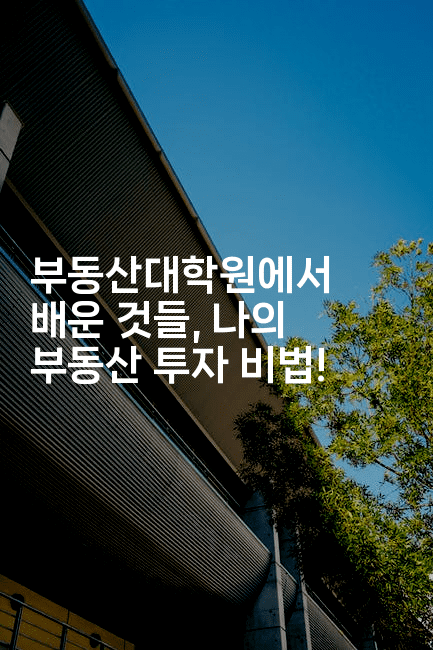 부동산대학원에서 배운 것들, 나의 부동산 투자 비법!2-경매따